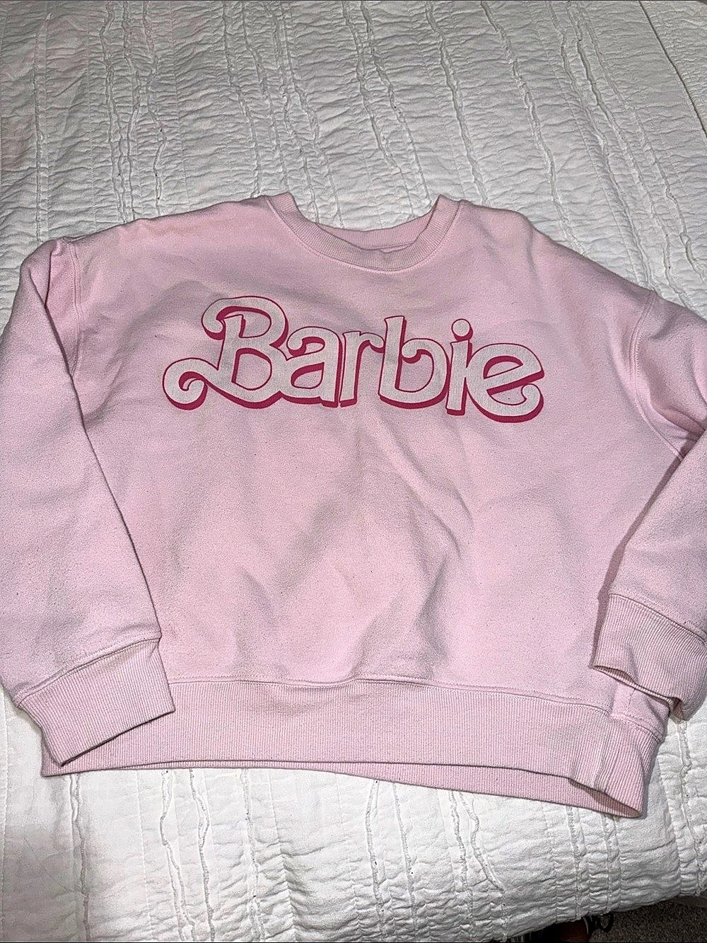 Barbie Script Logo Crewneck Sweatshirt Pink XS